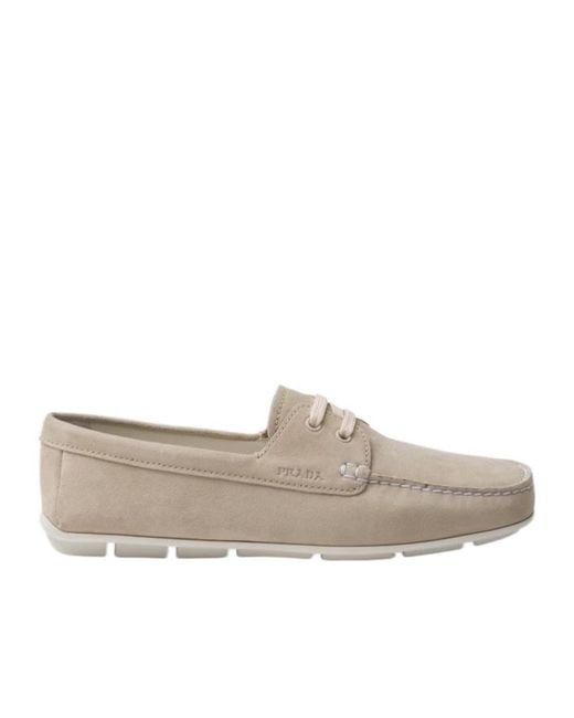 Prada Gray Round-Toe Driving Shoes