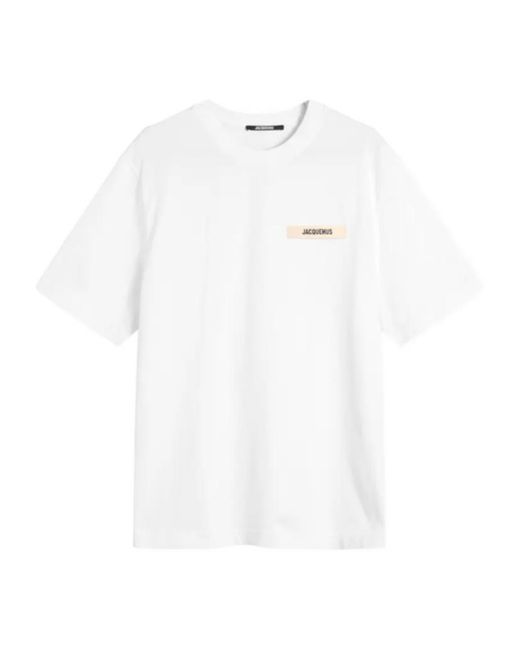Jacquemus White Logo Patch Crew Neck T-Shirt for men