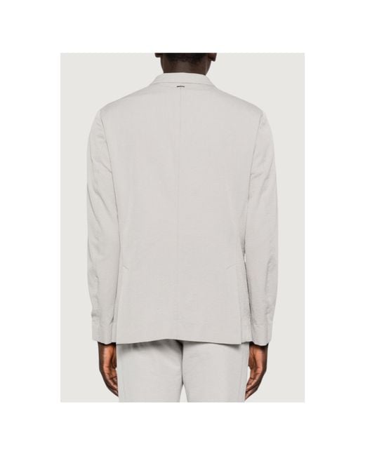 Herno White Single-Breasted Seersucker Blazer for men
