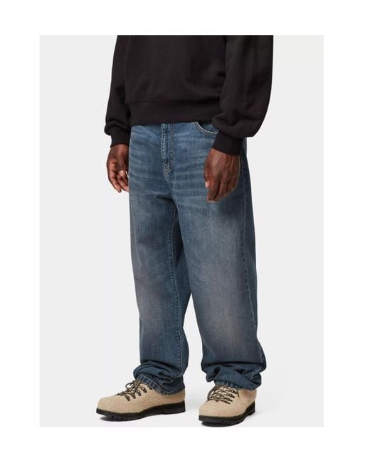 Carhartt Blue Aaron Logo Patch Jeans for men