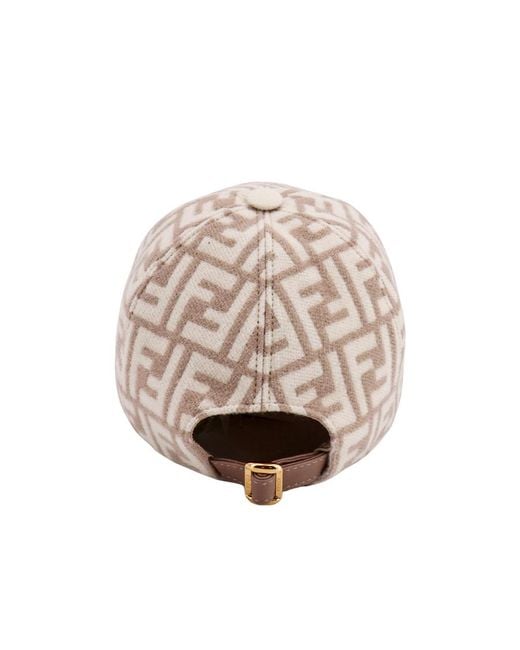 Fendi Natural Ff Motif Raffia Baseball Cap