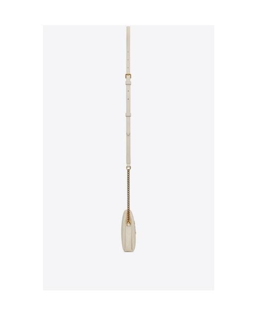 Saint Laurent White Gaby Quilted Chain Pouch