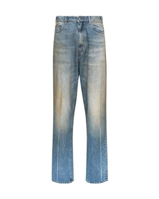 MM6 by Maison Margiela Blue Logo Patch Straight-Leg Jeans for men