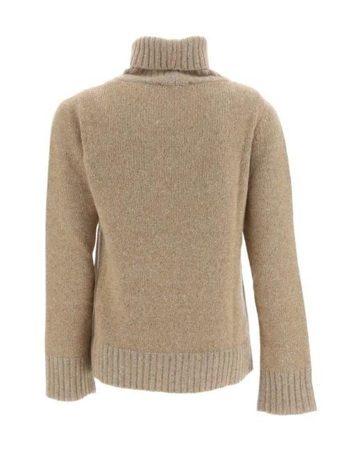 Fabiana Filippi Natural Embellished Turtleneck Knitted Jumper