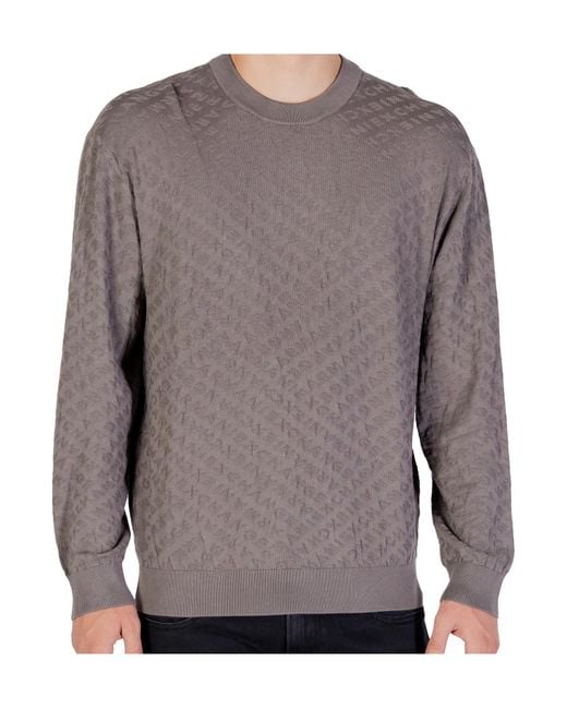 ARMANI EXCHANGE Gray Long-Sleeved Knitted Shirt for men