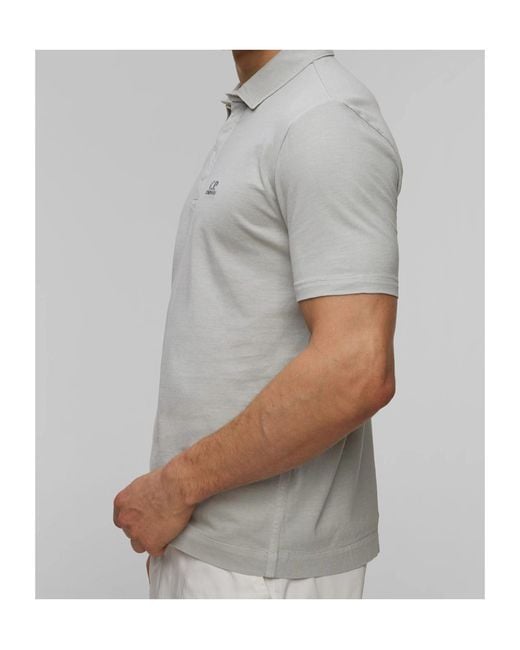C P Company Gray 1020 Jersey Logo Polo for men