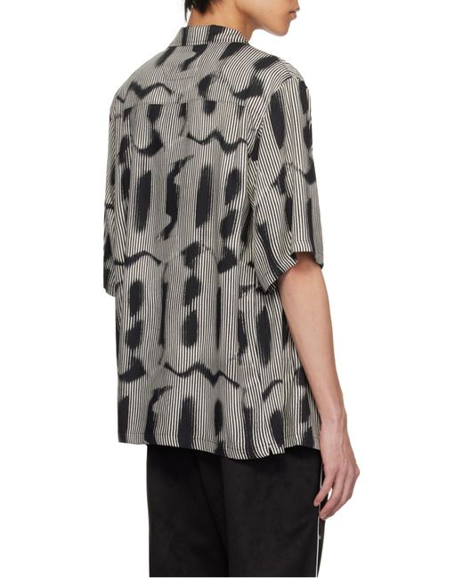 M I S B H V Gray Short-Sleeved Patterned Shirt for men