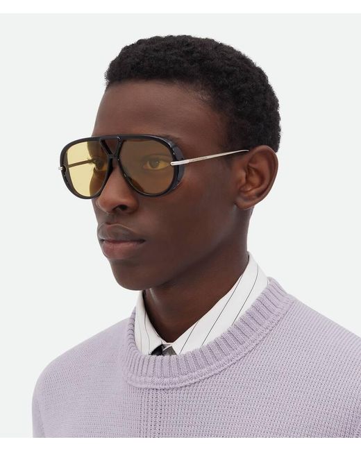 Bottega Veneta Green Eyewear Classic Aviator Sunglasses for men