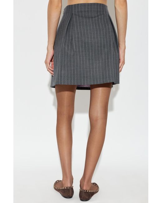 Valentino Gray Striped Skirt