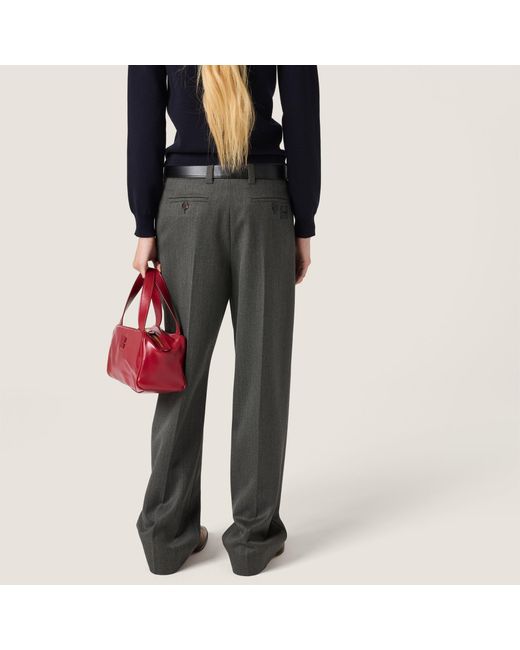 Miu Miu Gray Cover Fabric Trousers