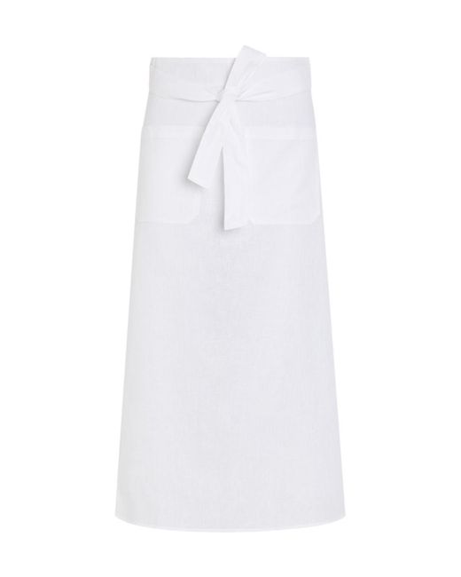 Totême White Tie-Waist Cotton And Linen-Blend Midi Skirt