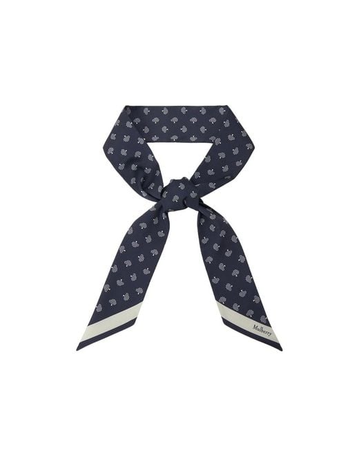Mulberry Blue Tree-Jacquard Angled Tip Scarf