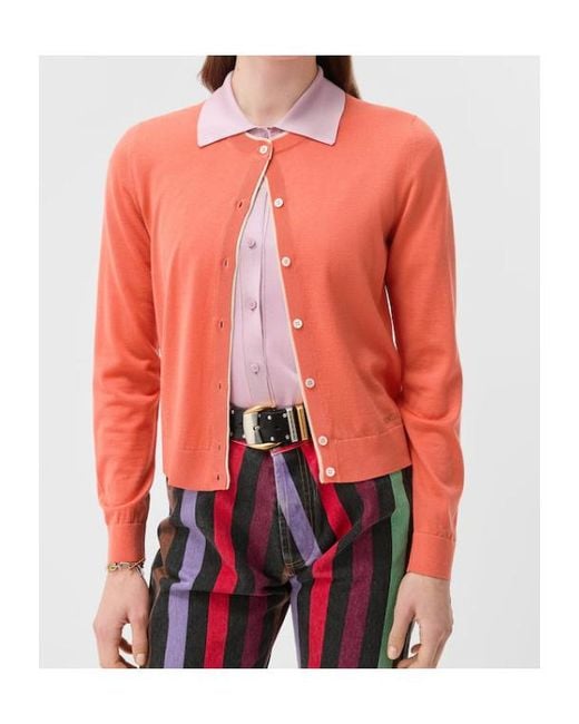 Versace Pink Logo Trim Buttoned Cardigan