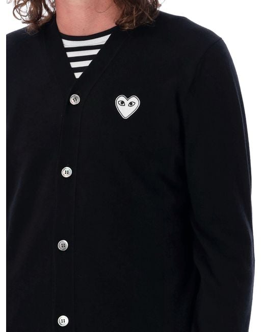 COMME DES GARÇONS PLAY Black V-Neck Long-Sleeved Sweater for men