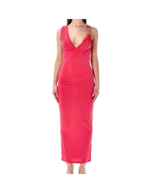 Balmain Pink Halterneck Draped Long Dress