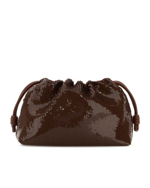Loewe Brown Flamenco Sequined Leather Clutch