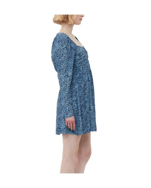 Ganni Blue Printed Crepe Mini Dress