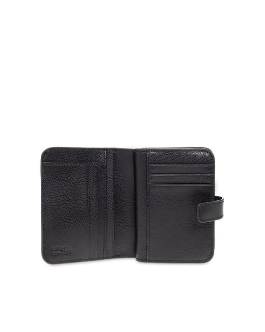 Furla Black Logo Lettering Compact Wallet