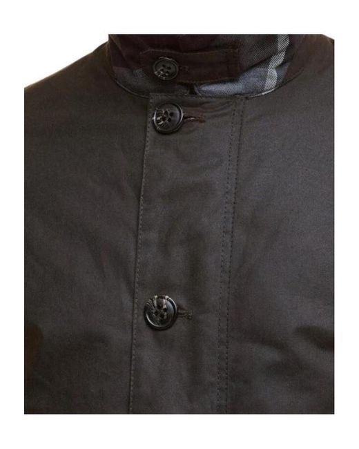 Barbour Black Cotton Buttoned Coat for men