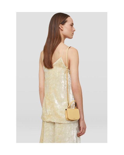 Jil Sander White Logo Print Top Handle Shoulder Bag