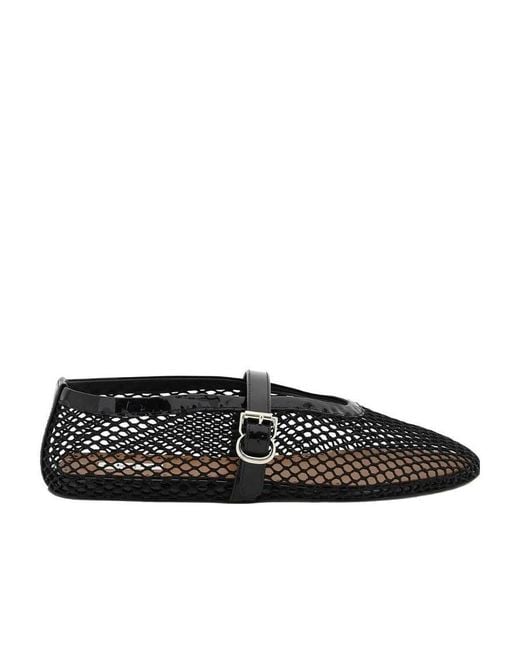 Alaïa Black Rhinestone-Embellished Leather Ballet Flats