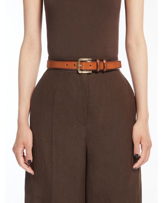 Max Mara White Leather Buckle Belt