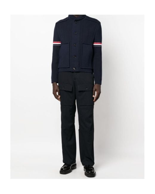 Thom Browne Blue Rwb Striped Shirt Jacket for men