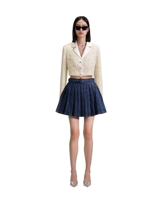 Self-Portrait Blue Cropped Bouclé Jacket