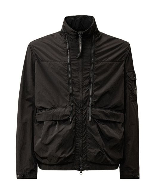 C P Company Black Chrome-R Lens-Detail Hooded Jacket for men