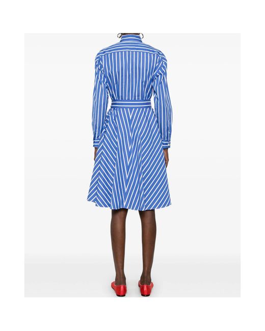 Polo Ralph Lauren Blue Striped Tie-Waisted Shirt Dress