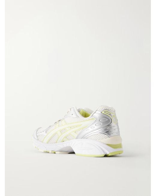 Asics White Rubber And Metallic Mesh Sneakers