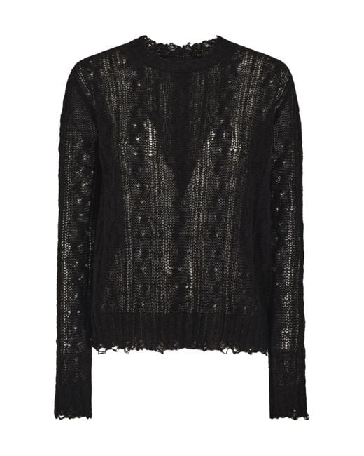 Alanui Black Distressed Knitted Jumper