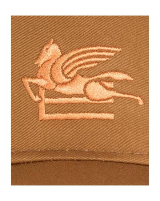 Etro Brown Cotton Baseball Hat With Pegaso Embroidery for men
