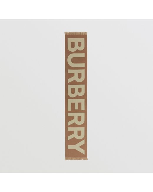 Burberry Natural Logo Detailed Frayed Edge Scarf for men