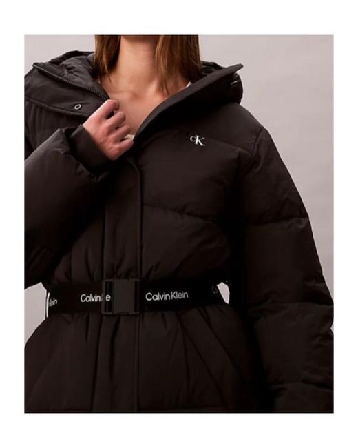 Calvin Klein Black Belted Coat