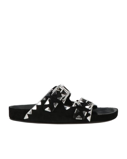 Isabel Marant Black Spliced Leather Minimalist Sandals