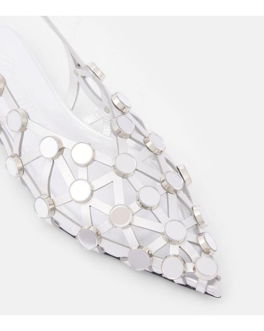The Attico White Grid Leather Ballet Flats