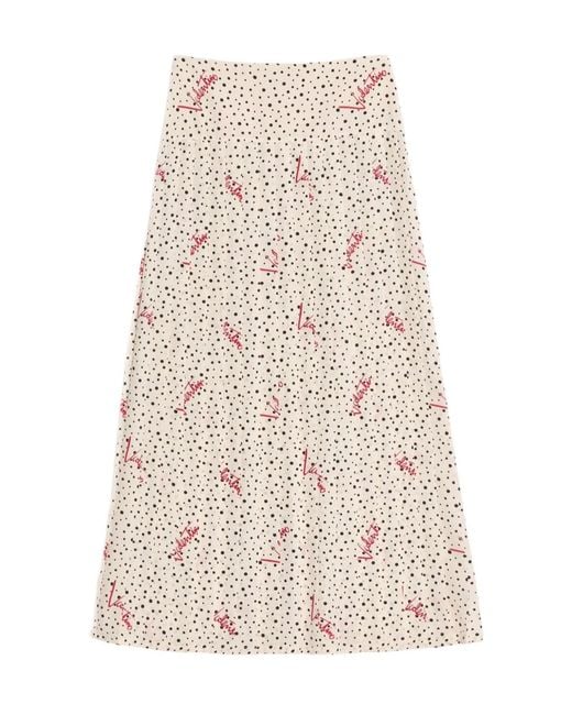 Valentino Natural Plusdepois Bubble Print Crepe De Chine Long Skirt
