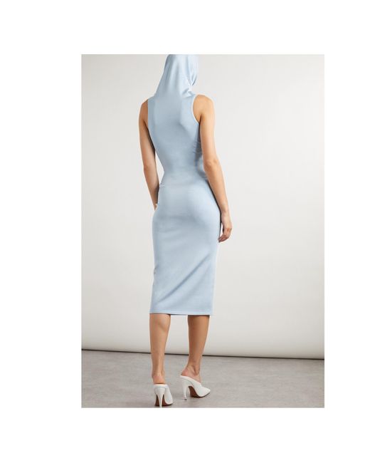 Alaïa Blue Alaïa Hooded Tube Dress