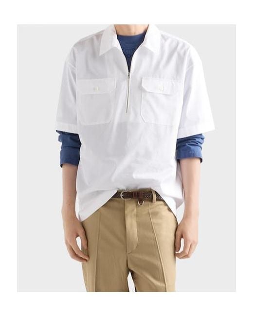 Prada White Short-Sleeved Cotton Shirt for men