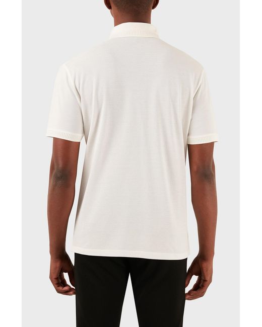 Emporio Armani White Logo-Embroidered Polo Shirt for men