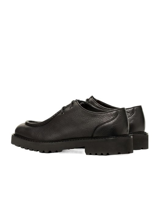 Doucal's Brown Grained Leather Derby Shoes for men