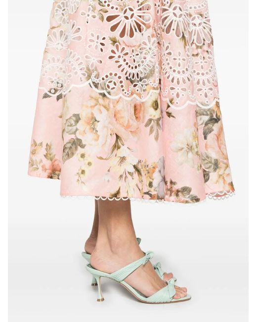 Zimmermann Pink Acacia Broderie Midi Dress