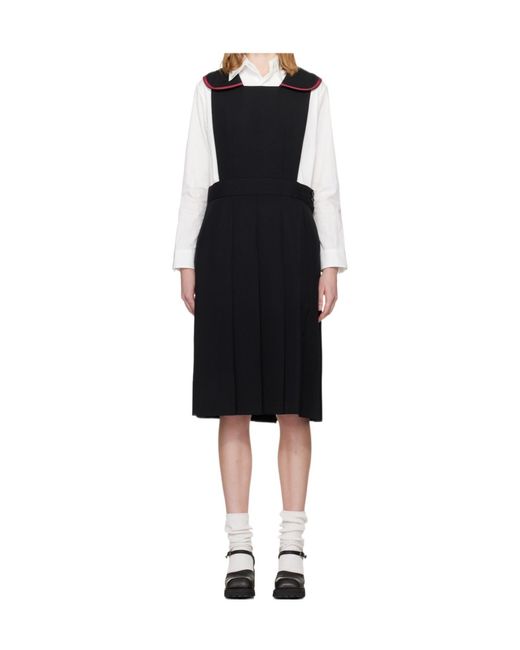 Comme des Garons Womens Black Square Collared Pinafore Dress Women