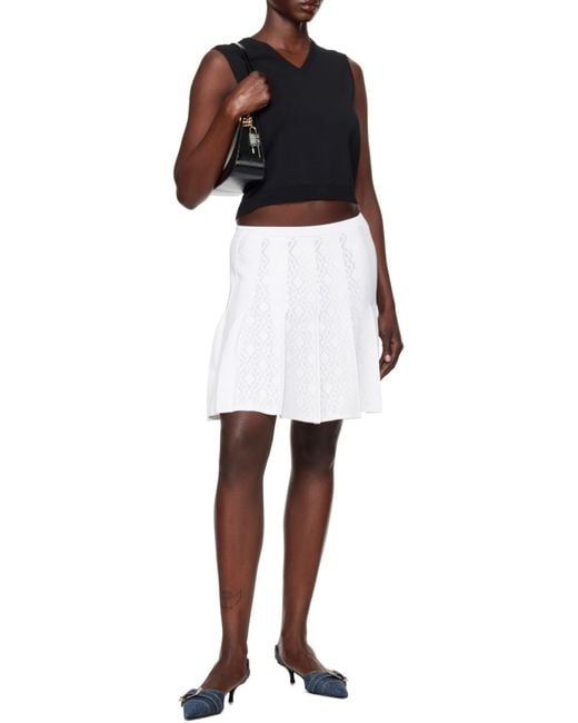 Givenchy White Monogram 72 Jacquard Pleated Mini Skirt