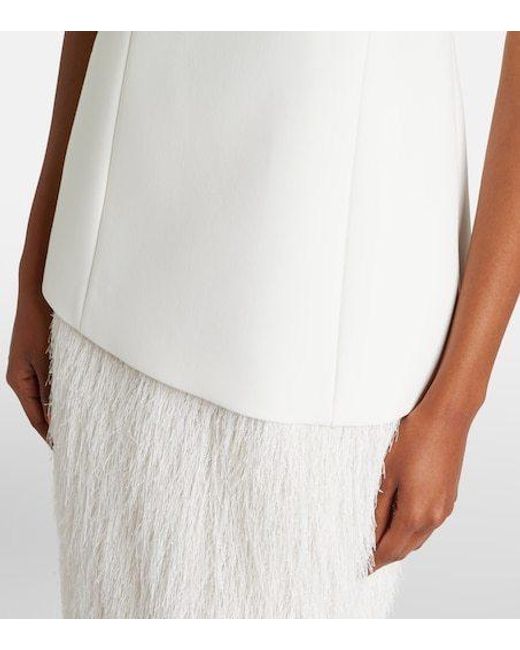 Rohe White Bridal Fringed Wool-Blend Maxi Dress