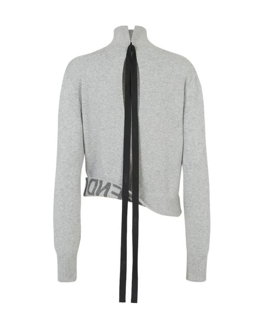 Fendi Gray Long-Sleeved Knitted Jumper