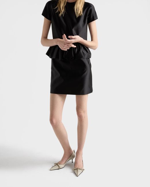 Prada Black Duchesse Silk Mini-Dress