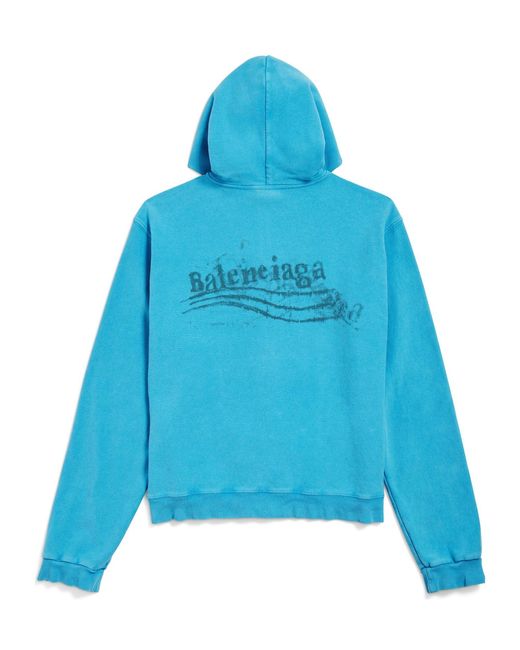 Balenciaga Blue Logo Detail Zip-Up Jacket
