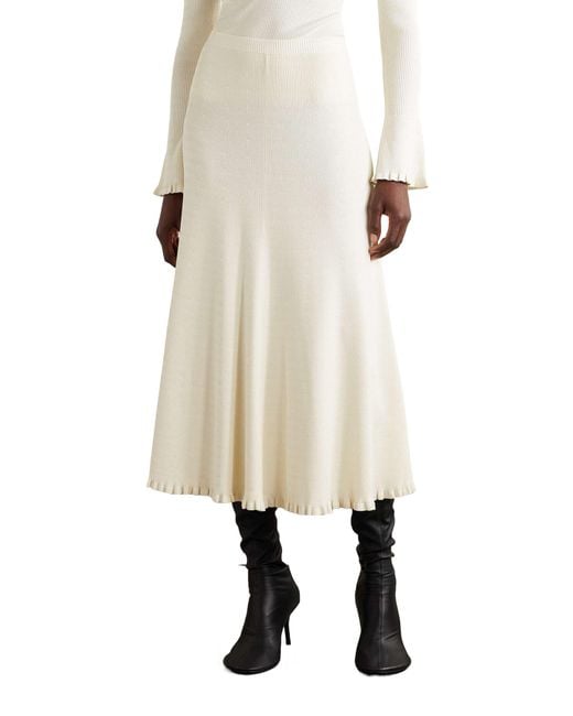 Proenza Schouler White Striped Knitted Midi Skirt